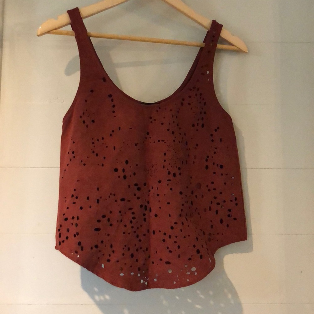 Ladakh Faux Suede Cut Out Top
